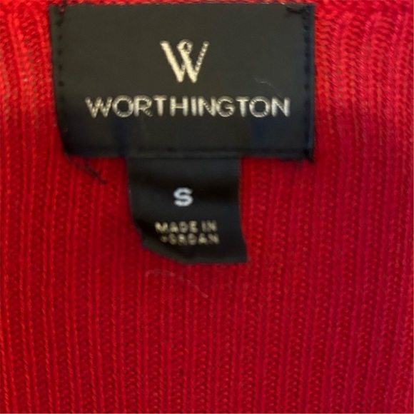 Worthington Women's Red Handkerchief Hem Cardigan Sweater Size S - Picture 7 of 12